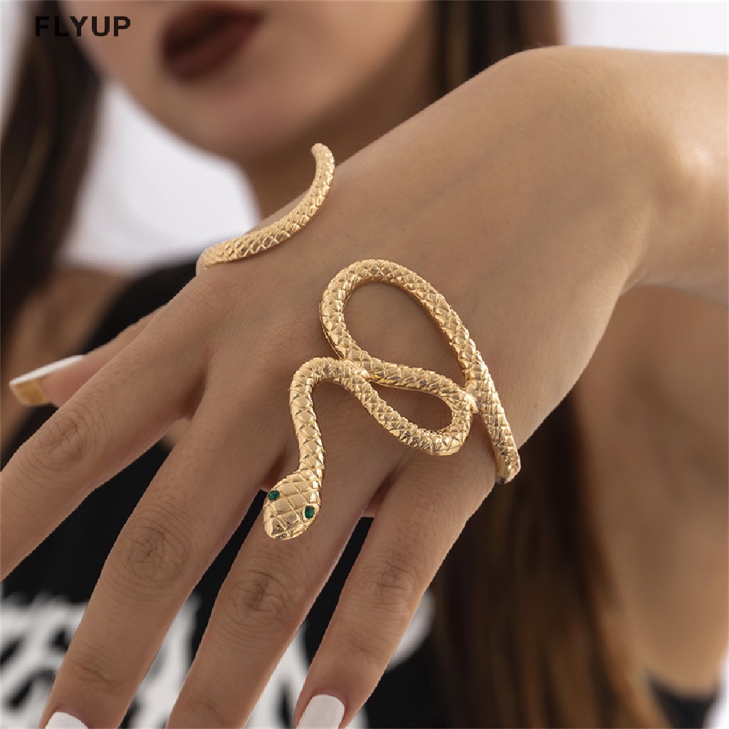 FLYUP Punk Snake Cuff สร้อยข้อมือผู้ชายผู้หญิง Bohemian แฟชั่นเครื่องประดับเปิดกําไลข้อมือ VN