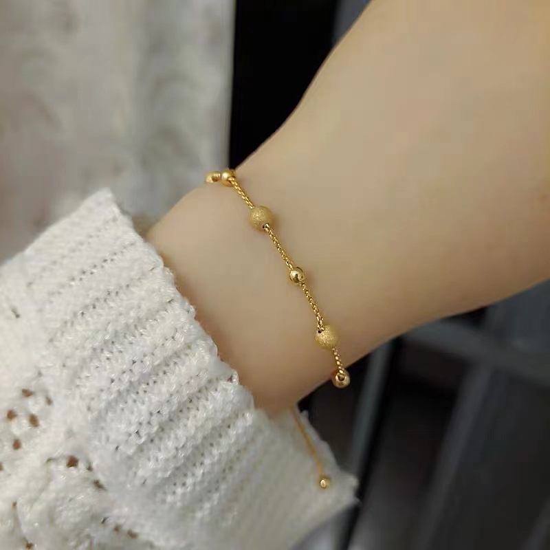 สร้อยข้อมือ ประดับลูกปัด ระดับไฮเอนด์ ปรับระดับได้ เข้ากับทุกการแต่งกาย แฟชั่นเรียบง่าย