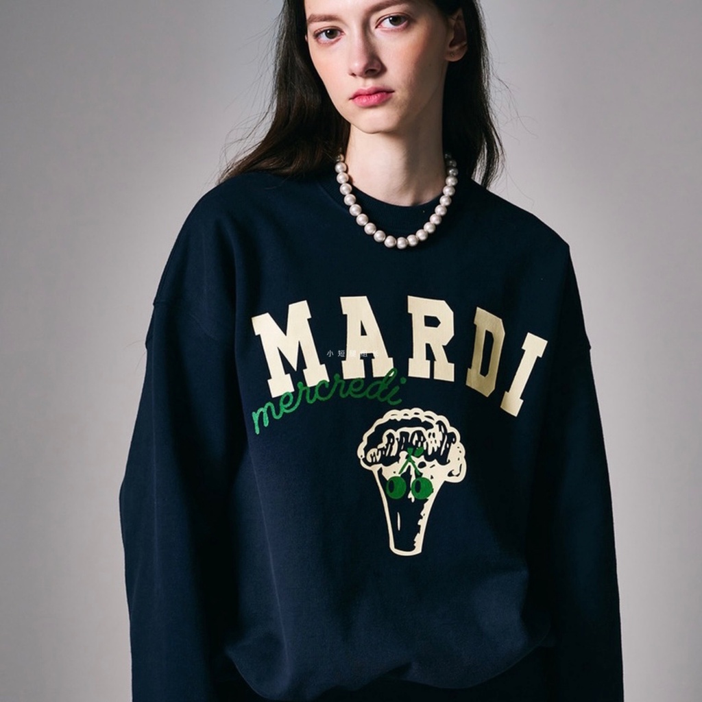 เสื้อกันหนาว คอกลม ผ้าฝ้าย พิมพ์ลาย Mardi Mercredi's แฟชั่นสําหรับสตรี