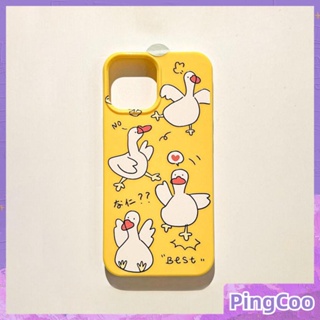 PingCoo - Candy Case For iPhone 14 13 12 11 Plus Pro Max XR TPU Soft Glossy Yellow Case Cute Duck Camera Protection Shockproof Back Cover