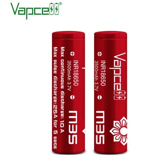 ถ่านชาร์จ Vapcell สีแดง รุ่น 18650 M35 3500mAh 10A/25A จำนวน 1 ก้อน ถ่าน