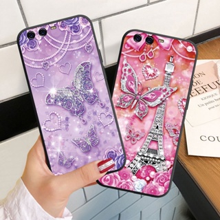 เคสโทรศัพท์มือถือ ซิลิโคนนิ่ม ลายผีเสื้อ ประดับเพชร สําหรับ Huawei P9 P10 Lite Plus P9Lite P9Plus P10Lite P10Plus