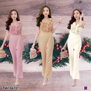 S4U 💗พร้อมส่ง  Jumpsuit จั้มสูทแขนกุดขายาว อกระบาย เสื้อผ้าแฟชั่นผู้หญิง ชุดไปทะเล ชุดเซ็ท ชุดเดรส