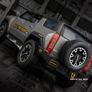 [Boxed] โมเดลรถจี๊ป 1: 24 Hummer EV โลหะอัลลอย เปิดได้ สีดํา สําหรับตกแต่งรถยนต์ รถออฟโร้ด