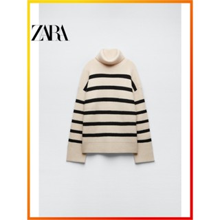 Zara เสื้อกันหนาว ผ้าถัก ลายทาง สไตล์ใหม่ แฟชั่นฤดูใบไม้ร่วง ฤดูหนาว สําหรับผู้หญิง 9667103 105