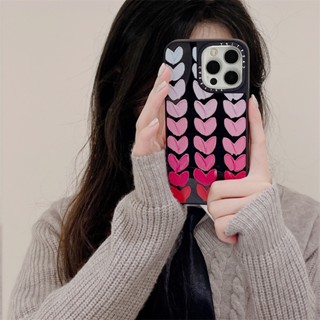 Casetify เคสโทรศัพท์มือถือ TPU กันกระแทก ลายหัวใจ มีกระจกด้านข้าง สีชมพู สําหรับ iPhone 14 Pro MAX 11 12 13 Pro MAX 14 Plus