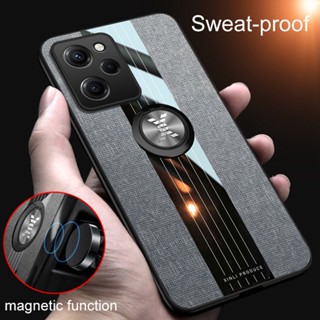 เคสโทรศัพท์มือถือ TPU นิ่ม แบบผ้าทอ พร้อมแหวนแม่เหล็ก สําหรับ Redmi Note 12 Pro Speed 5G