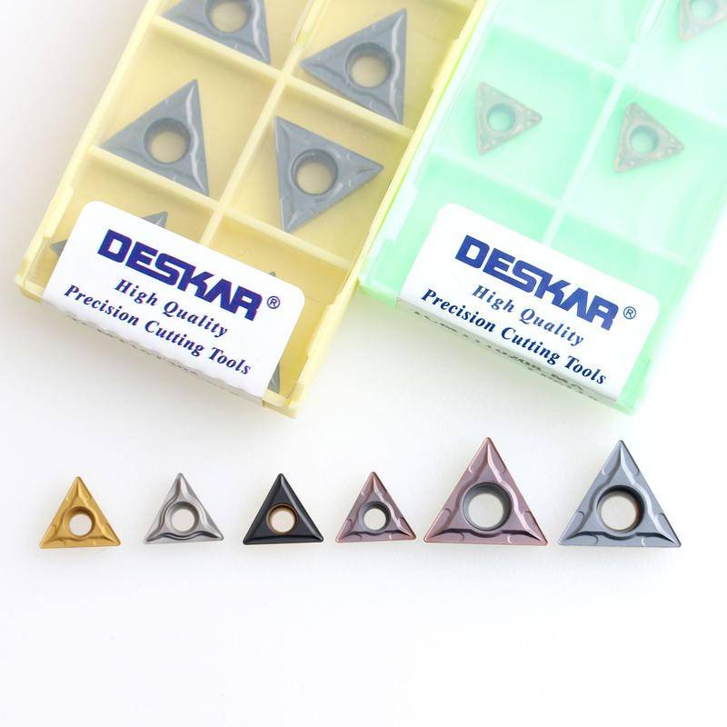 ใบมีดคัตเตอร์ DESKAR ของแท้ 100% TCMT16T304 TCMT16T308 TCMT 10 ชิ้น110204 Tcmt110208 เม็ดมีดกลึงคาร์ไบด์ซีเมนต์ CNC เครื่องมือกลึงภายใน สําหรับเหล็กและสเตนเลส
