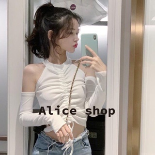 Alice  เสื้อยืด ปาดไหล่ เสื้อแฟชั่น เสื้อหวาน เสื้อครอปแฟชั่น  Stylish Chic ทันสมัย Korean Style A29J0MA 36Z230909