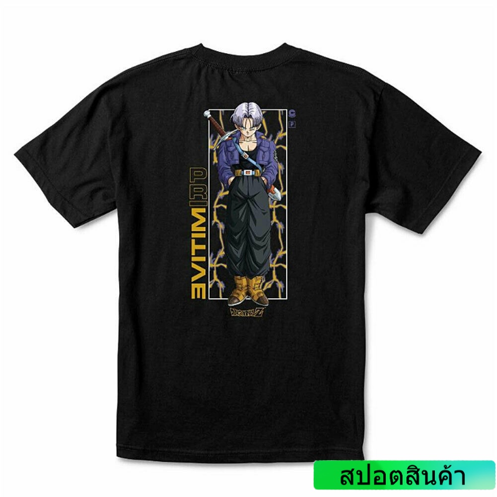 ป่าเสื้อยืดแขนสั้น ผ้าฝ้าย พิมพ์ลาย Primitive Skate X Dragon Ball Z 'S Trunks Glow Iii สีดํา สําหรับ