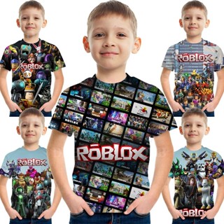 เสื้อยืดแขนสั้น พิมพ์ลายอนิเมะ Roblox 3 มิติ แฟชั่นสไตล์เกาหลี สําหรับเด็กผู้ชาย [อายุ 3-12 ปี]