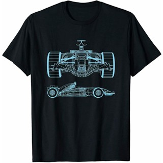 เสื้อยืดแขนสั้นเสื้อยืด พิมพ์ลาย Formula Racing Car Silhouette Mechanical Engineering สําหรับผู้ชายS-5XL