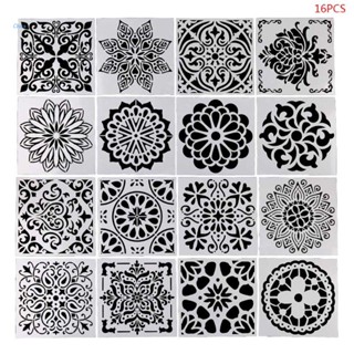 Chua 16pcs/set Mandala Drawing Template Ruler Stencil Painti…
