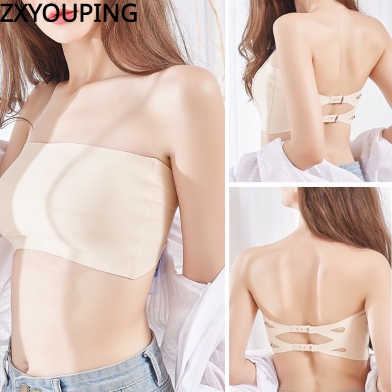 Zxyouping ผู้หญิง ไร้รอยต่อ ผ้าเรยอน ชุดชั้นใน ความงาม ด้านหลัง ที่ไม่มีสายหนัง แฟชั่น หน้าอกเล็ก ชุดชั้นใน