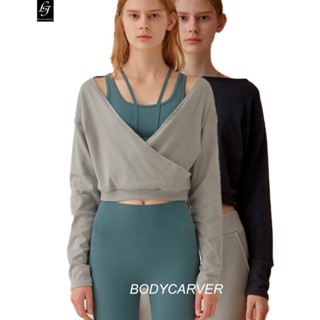 Bodycarver เสื้อกีฬา ฟิตเนส สเวทเชิ้ต ผู้หญิง 2 ทาง สวมใส่ ลําลอง โยคะ หลวม ด้านบน ระบายอากาศ ผ้าผู้หญิง แขนยาว ออกกําลังกาย ด้านบน