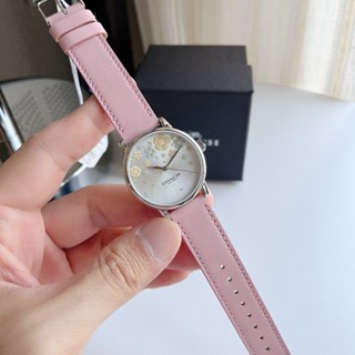 Coach แท้ 100% 14503846 Grand Ladies Silver Tone Pink Leather Watch นาฬิกาข้อมือผู้หญิง