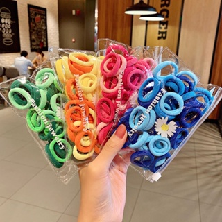 50 ชิ้น เดซี่ ขนาดเล็ก กระเป๋า ไล่ระดับ ผ้าขนหนู Scrunchie ยางรัดผมหางม้า เชือกรัดผม สาว ที่มีสีสัน