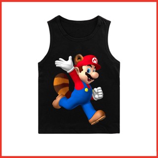 เสื้อแขนกุดลําลอง พิมพ์ลายการ์ตูน Super Mario Bros แฟชั่นสําหรับเด็กผู้ชาย และเด็กผู้หญิง อายุ 3-15 ปี