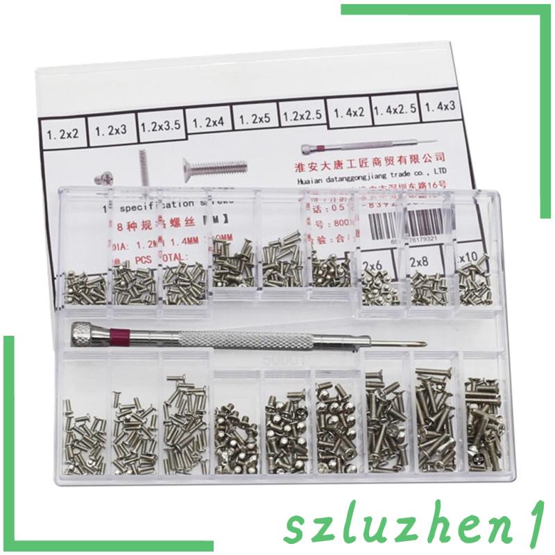 [Szluzhen1] 500 ชิ้น 18 ประเภทสกรูถั่วนาฬิกาซ่อมงานฝีมือ DIY ทํา 1.2-2.0 มม.