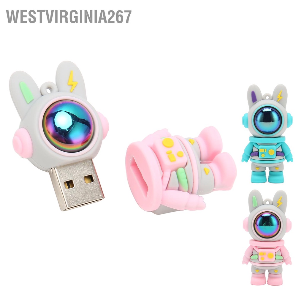 Westvirginia267 การ์ตูน USB แฟลชไดรฟ์ Space Bunny USB2.0 อินเทอร์เฟซ ...