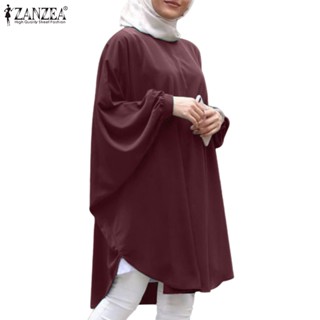 ZANZEA Women Muslim Casual Loose Solid Long Sleeve Long Sleeve Button Cuffs Tops