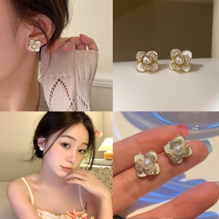 Camellia Earrings Ear Studs S925 Silver Ear Jewelry Accessory for Women Girls