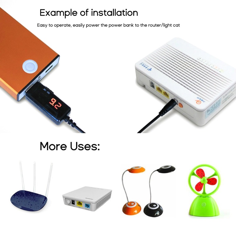 Niki USB to DC5V 9V 12V สายไฟสําหรับลําโพงเราเตอร์ 8 ชิ้น DC Jack สายชาร์จ