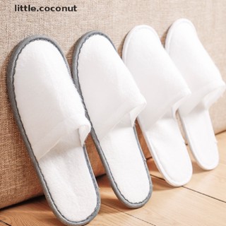 [little.coconut] รองเท้าแตะ ปิดนิ้วเท้า กันลื่น สีพื้น สําหรับผู้ชาย ผู้หญิง โรงแรม ท่องเที่ยว ในร่ม ห้องนั่งเล่น ร้านเสริมสวย 1 คู่