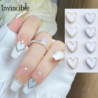 อุปกรณ์ตกแต่งเล็บ เพชรอะคริลิคใส รูปหัวใจ สีทอง สีเงิน แบบเรียบง่าย DIY