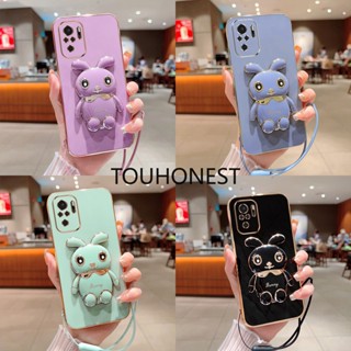 เคส Xiaomi Redmi Note 10 Pro เคส Redmi Note 12 Pro Casing Redmi Note 10S Cover Redmi A1 Cases Redmi 12C Case Redmi K60 pro K60E Case Redmi 11 Prime Case Soft Silicone Shockproof Cute Rabbit Bunny Bracket Stand Phone Case With Rope โทรศัพท์มือถือ