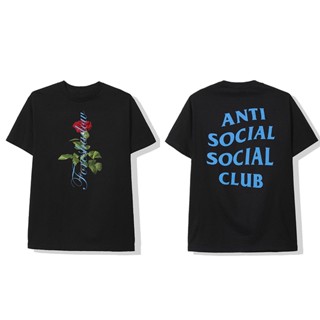 Anti SOCIAL SOCIAL CLUB ASSC เสื้อยืด แขนสั้น ลายดอกกุหลาบ สีดํา สําหรับผู้ชาย และผู้หญิง เหมาะกับฤดูร้อน