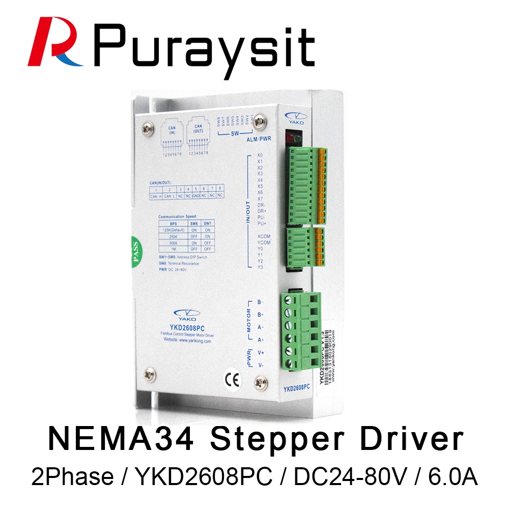 SZ Puraysit 2 เฟส Bus ประเภท Digital Stepper Motor Driver YKD2608PC อินพุต DC24V-80V Match มอเตอร์ 8