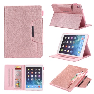 เคสหนัง PU ฝาพับแม่เหล็ก ลายกลิตเตอร์ พร้อมช่องใส่บัตร คุณภาพสูง สําหรับ iPad 9 10.2 A2602 iPad 7th 8th generation 10.2 นิ้ว Air 3 iPad Pro 10.5 นิ้ว