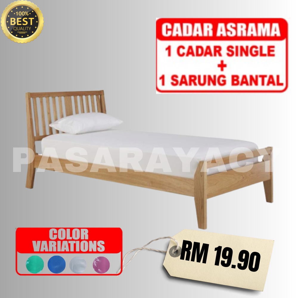 HIJAU CY SET CADDAR ASSAMALUMALAIKUM และ PILLOWCASE / SINGLE FITTED BEDSHEET / WHITE / BLUE / PINK /