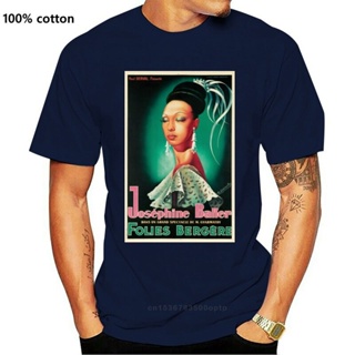 เสื้อยืด ผ้าฝ้าย 100% พิมพ์ลายโปสเตอร์ Josephine Baker Folies Bergere สไตล์วินเทจ สําหรับคู่รัก 1949 (พรีเมี่ยม)S-5XL