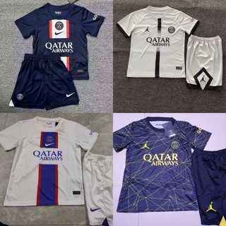 เสื้อกีฬาแขนสั้น ลายทีมชาติฟุตบอล Messi Neymar JR 22 23 PSG Home Away 3RD ชุดเหย้า สําหรับเด็ก