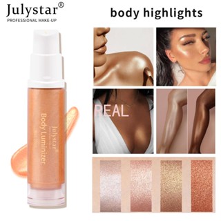 CYREAL Julystar Liquid Highlighter Cream Face Body Makeup Bright White Bright Spot Shimmer แต่งหน้าเซ็กซี่ Bright White Professional เครื่องสำอางสินค้าใหม่ทนทานกันน้ำและกันเหงื่อ