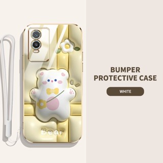 เคสโทรศัพท์มือถือ ลายสัตว์ และพืชน่ารัก 3D พร้อมสายคล้อง สําหรับ Vivo Y76 5G Y76S 5G