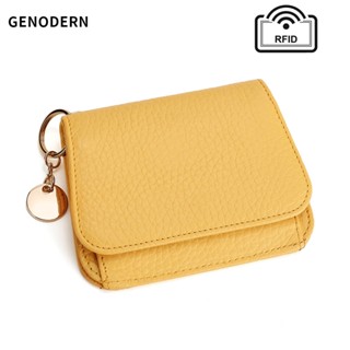 GENODERN Genuine Leather Womens  Mini Wallet RFID Multi-Card-Slot Card Holder Zipper Coin Purse