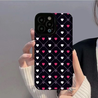 เคสโทรศัพท์มือถือนิ่ม กันตก ลายหัวใจ สีดํา และสีแดง สําหรับ Iphone Apple 11 12pro 13pro 14promax 11 12 13promax 14plus xr xs xsmax 6gs 7 8P