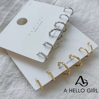 A HELLO GIRL เครื่องประดับต่างหูวงกลมเงิน 925 ขนาดเล็กสําหรับผู้หญิง