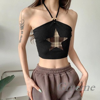 Giveme- เสื้อกล้ามครอป แขนกุด ลายทาง ดาว รัดรูป ฤดูร้อน สําหรับผู้หญิง