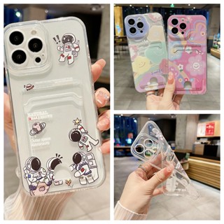 เคสโทรศัพท์มือถือ แบบนิ่ม ลายนักบินอวกาศ หน้ายิ้ม มีช่องใส่บัตร สําหรับ Honor X9a X8a X7a X9 X8 X7 X6 4G X8 5G X30 X30i 8s 8A