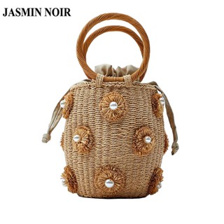 Jasmin NOIR กระเป๋าถือ กระเป๋าสะพายไหล่ ทรงบักเก็ต ลายดอกไม้ สําหรับสตรี