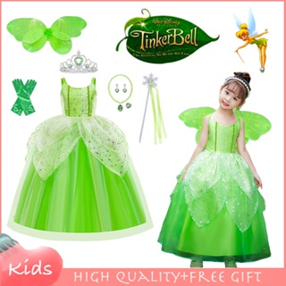 Tinkerbell เครื่องแต่งกาย ชุดเดรสเจ้าหญิง พร้อมปีก เหมาะกับปาร์ตี้ฮาโลวีน คริสต์มาส สําหรับเด็กผู้หญิง