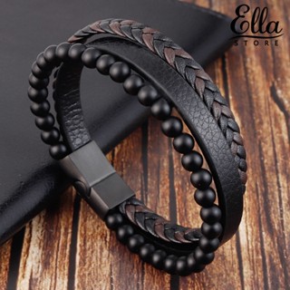 Ellastore123 สร้อยข้อมือผู้ชาย หลายชั้น พังก์ เครื่องประดับ เข้ากับทุกการแต่งกาย คละสี สําหรับสวมใส่ทุกวัน