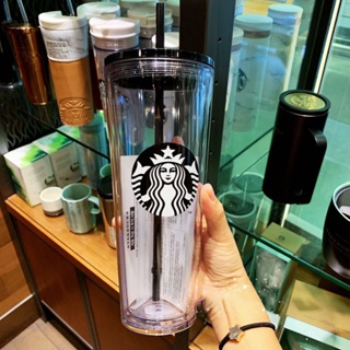 Starbucks แก้วน้ําพลาสติกใส สองชั้น จุน้ําได้เยอะ สําหรับของขวัญ