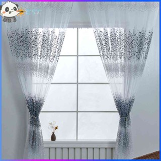 ❉THEBEST❉Leaf Printed Tulle Curtains Living Room Half Blackout Window Screen (Grey)