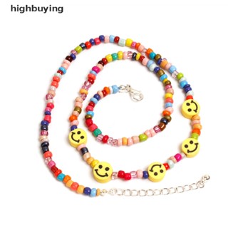 [highbuying] โบฮีเมียน ที่มีสีสัน ลูกปัด หน้ายิ้ม โช้กเกอร์ สร้อยคอ ไหปลาร้า ฤดูร้อน เครื่องประดับ ของขวัญ ใหม่ พร้อมส่ง