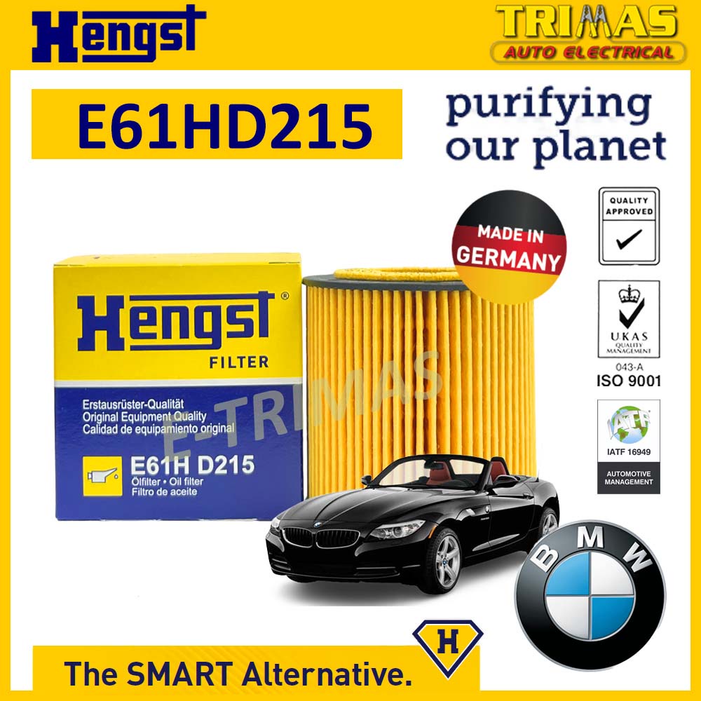 HENGST กรองน้ํามันเครื่อง BMW Z4 Roadster E89 เครื่องยนต์ N52 N54 2009-2016 Penapis Miyak Enjin E61H